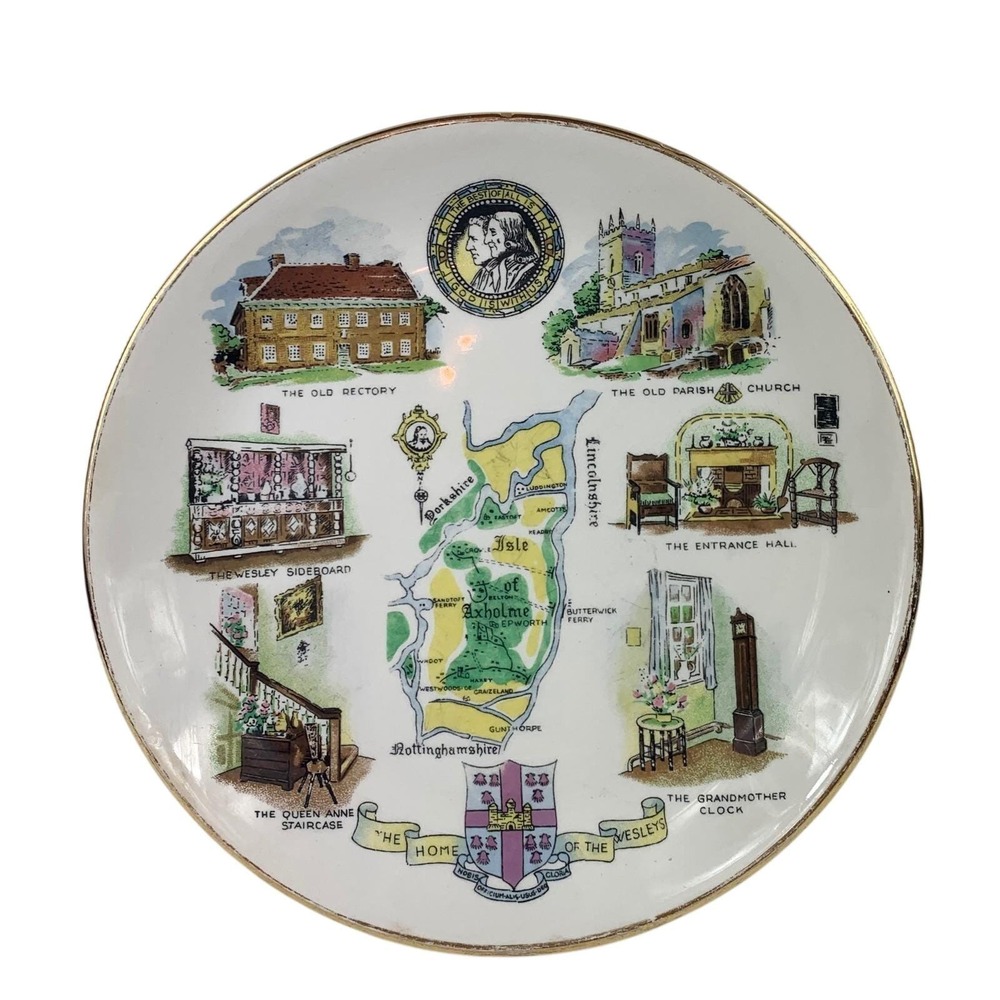 Royal Winton Potteries Home of the Wesleys‎ England Collector 8" Plate Gold Trim